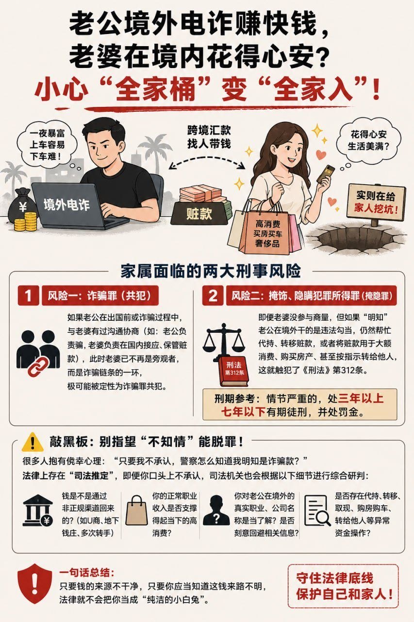 境外电诈 “一人作案、全家埋雷”！家属花赃款同样触刑，掩隐罪全面追责-亞太之聲電視台