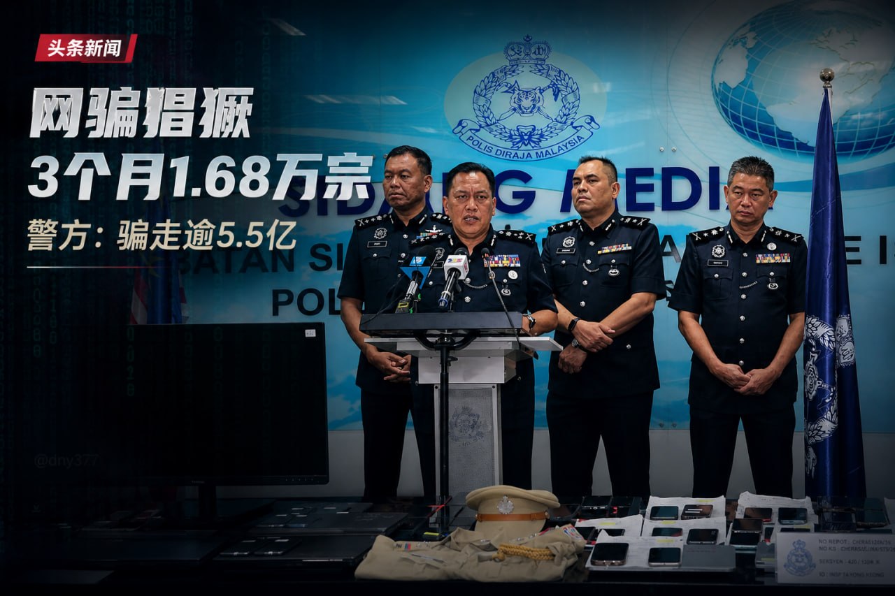 马来西亚一季度网骗案发 1.68 万宗 日均 185 人受骗 损失超 5.55 亿令吉-亞太之聲電視台